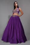 Buy_Shruti S_Purple Lehenga And Blouse Silk Embroidered Zari V-neck Set _Online_at_Aza_Fashions