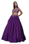 Shop_Shruti S_Purple Lehenga And Blouse Silk Embroidered Zari V-neck Set _Online_at_Aza_Fashions