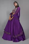 Shruti S_Purple Lehenga And Blouse Silk Embroidered Zari V-neck Set _at_Aza_Fashions