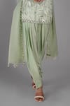 Shruti S_Green Kurta  Silk Embellished Bead Square Pearl Strappy Salwar Set _Online_at_Aza_Fashions