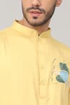 Hilo Design_Yellow Giza Cotton Embroidery Thread Amarillo Abstract Placement Kurta _at_Aza_Fashions