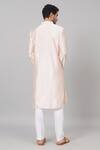 Shop_Hilo Design_Peach Semi Raw Silk Embellished Leafy Patchwork Abrikos Kurta _at_Aza_Fashions