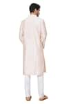 Buy_Hilo Design_Peach Semi Raw Silk Embellished Leafy Patchwork Abrikos Kurta _Online_at_Aza_Fashions