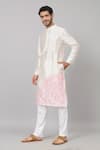 Buy_Hilo Design_Off White Semi Raw Silk Embroidery Thread Petals Floral Kurta _at_Aza_Fashions