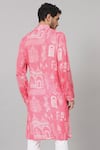 Shop_Hilo Design_Pink Russian Silk Printed Botanical Arco Kurta_at_Aza_Fashions