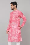 Buy_Hilo Design_Pink Russian Silk Printed Botanical Arco Kurta_Online_at_Aza_Fashions