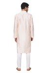Buy_Hilo Design_Peach Semi Raw Silk Placement Embroidery Flower Taozi Kurta With Pant_Online_at_Aza_Fashions