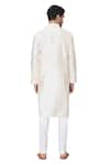Hilo Design_Off White Semi Raw Silk Placement Embroidery Beju Contrast Kurta With Pant_Online_at_Aza_Fashions