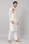 Shop_Hilo Design_Off White Semi Raw Silk Placement Embroidery Beju Contrast Kurta With Pant