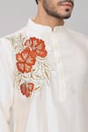 Hilo Design_Off White Semi Raw Silk Placement Embroidery Beju Contrast Kurta With Pant_Online