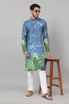 Buy_Hilo Design_Blue Russian Silk Print Tropical Vriksh Kurta With Pant _at_Aza_Fashions