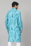 Shop_Hilo Design_Blue Giza Cotton Print Tropical Hojas Leaves Kurta With Pant_at_Aza_Fashions