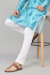 Hilo Design_Blue Giza Cotton Print Tropical Hojas Leaves Kurta With Pant_Online_at_Aza_Fashions