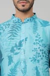 Buy_Hilo Design_Blue Giza Cotton Print Tropical Hojas Leaves Kurta With Pant