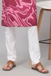 Hilo Design_Pink Giza Cotton Print Marble Marmore Kurta With Pant_Online_at_Aza_Fashions