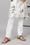 Hilo Design_White Giza Cotton Print Feathered Birds Kurta With Pant_Online_at_Aza_Fashions