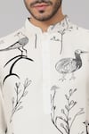 Buy_Hilo Design_White Giza Cotton Print Feathered Birds Kurta With Pant_Online_at_Aza_Fashions