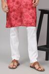 Hilo Design_Red Russian Silk Print Floral Blossom Kurta With Pant_Online_at_Aza_Fashions