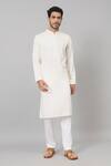 Shop_Hilo Design_Off White Giza Cotton Plain Straight Kurta With Pant_at_Aza_Fashions