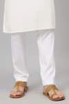 Hilo Design_Off White Giza Cotton Plain Straight Kurta With Pant_Online_at_Aza_Fashions