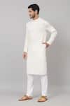 Shop_Hilo Design_Off White Giza Cotton Plain Straight Kurta With Pant_Online_at_Aza_Fashions
