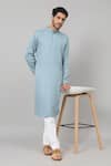 Buy Hilo Design Blue Gingham Plain Kurta Set With Pant at Aza Fashions Buy_Hilo Design_Blue Gingham Plain Kurta Set With Pant_at_Aza_Fashions