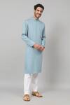 Shop Hilo Design Blue Gingham Plain Kurta Set With Pant at Aza Fashions Shop_Hilo Design_Blue Gingham Plain Kurta Set With Pant_at_Aza_Fashions