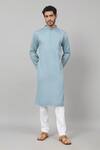 Buy Hilo Design Blue Gingham Plain Kurta Set With Pant Online at Aza Fashions Buy_Hilo Design_Blue Gingham Plain Kurta Set With Pant_Online_at_Aza_Fashions