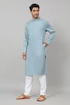 Shop Hilo Design Blue Gingham Plain Kurta Set With Pant Online at Aza Fashions Shop_Hilo Design_Blue Gingham Plain Kurta Set With Pant_Online_at_Aza_Fashions