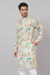 Buy_Hilo Design_Cream Russian Silk Printed Forest Kurta _Online_at_Aza_Fashions