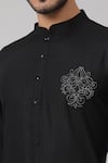 Buy_Hilo Design_Black Giza Cotton Embroidered Motif Straight Kurta And Pant Set