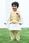 Buy_APRICOTKIDS_Beige Nehru Jacket Banarasi Jacquard Embroidered Abstract With Kurta Set _at_Aza_Fashions