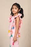 APRICOTKIDS_Peach Cotton Printed Apples Top And Pant Set _Online_at_Aza_Fashions