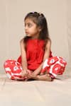 APRICOTKIDS_Red Cotton Printed Floral Sleeveless Top And Pant Set _Online_at_Aza_Fashions