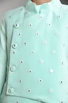 APRICOTKIDS_Green Glaze Cotton Embroidered Mirror Nehru Jacket And Kurta Set _Online_at_Aza_Fashions