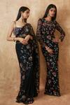 Buy_Premya By Manishii_Black Tulle Embroidery Sequin Boat Neck Flower Gown _Online_at_Aza_Fashions