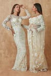 Buy_Premya By Manishii_Off White Tulle Embroidery Sequin Round Neck Floral Hand Gown _Online_at_Aza_Fashions