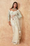 Buy_Premya By Manishii_Off White Tulle Embroidery Sequin Floral Cutwork Saree With Corset Blouse _at_Aza_Fashions