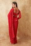 Shop_Premya By Manishii_Red Tulle Embroidery Sequin Criss Cross Jaal Saree With Corset Blouse _at_Aza_Fashions