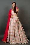 Buy_Dajwaree_Cream Silk Embroidery Floral Sweetheart Neck Lehenga Set _at_Aza_Fashions