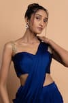 Shop_Dajwaree_Blue Satin Georgette Sweetheart Iris Pre-draped Ruffle Tiered Saree With Blouse _Online_at_Aza_Fashions