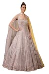 RAJ ARORA_Cream Micro Velvet Embroidered Dabka Square Neck Anarkali With Dupatta _Online_at_Aza_Fashions