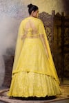 Shop_RAJ ARORA_Yellow Net Embroidered Resham V Neck And Sequins Blouse Lehenga Set _at_Aza_Fashions