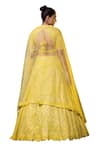 Buy_RAJ ARORA_Yellow Net Embroidered Resham V Neck And Sequins Blouse Lehenga Set 