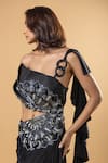 Buy_RAJ ARORA_Black Organza Embroidered Crystals One Shoulder Kiara Draped Saree Gown _Online_at_Aza_Fashions