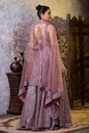 Shop_RAJ ARORA_Purple Net Embroidered Mirror Leaf Neck And Dori Blouse Lehenga Set _at_Aza_Fashions