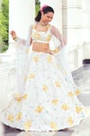 Buy_Khushboo Chugh_Ivory Net Embellished Beads Scoop Floral Lehenga Set _at_Aza_Fashions