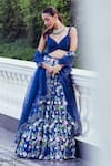 Shop_Khushboo Chugh_Blue Organza Embellished Beads Resham Floral Jaal Embroidered Lehenga Set _Online_at_Aza_Fashions