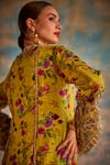 Priyanka Singh_Yellow Silk Print Floral V Neck Farshi Dress _at_Aza_Fashions