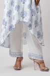 Buy_Sanjev Marwaaha_Ivory Modal Satin Hand Block Printed Collared Asymmetric Kurta And Pant Set _Online_at_Aza_Fashions